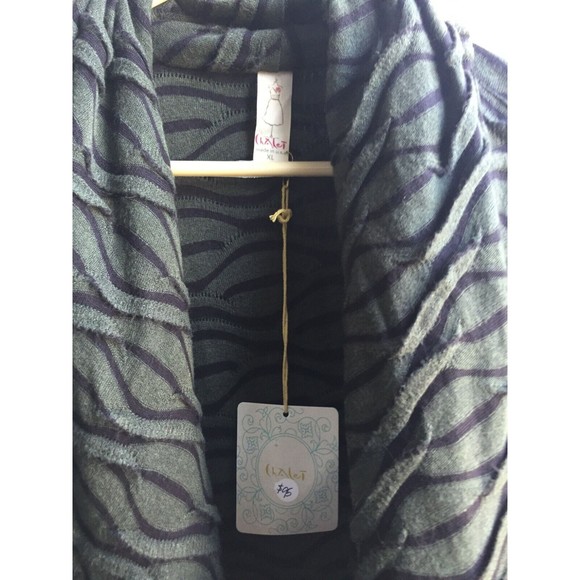 Chalet Green Black Patterned Open Cardigan Wrap - Waterfall Rayon XL Textured - Picture 3 of 12